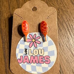 Handmade corn dog earrings